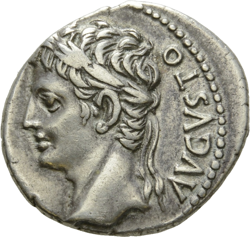 Augustus obverse — Head of Augustus, laureate, left