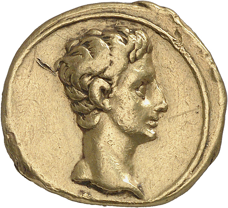 RIC I (second edition) Augustus 127 Augustus obverse, Head of Augustus, bare, right