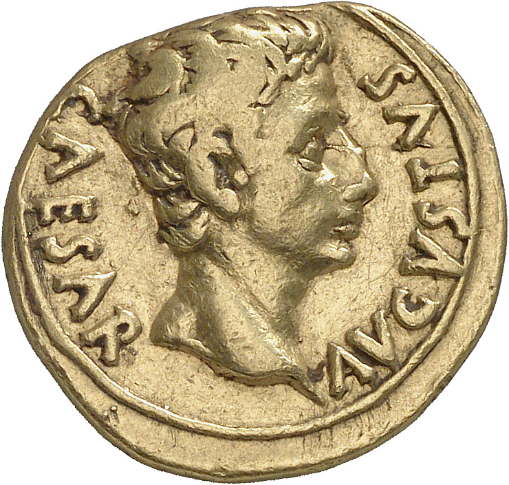 Augustus obverse — Head of Augustus, bare, right
