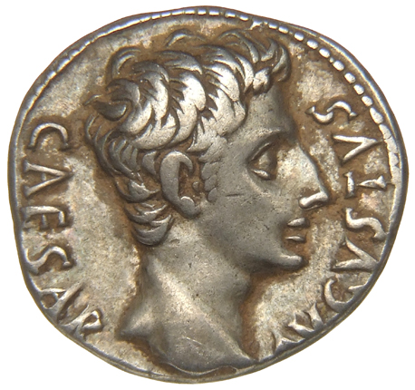 Augustus obverse — Head of Augustus, bare, right