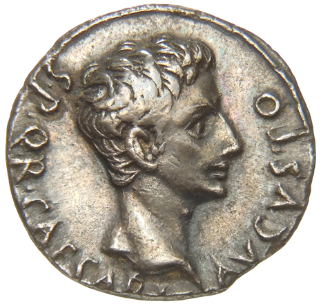 Augustus obverse — Head of Augustus, bare, right