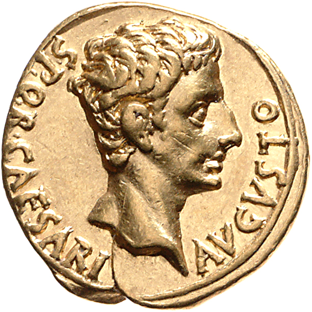 Augustus obverse — Head of Augustus, bare, right