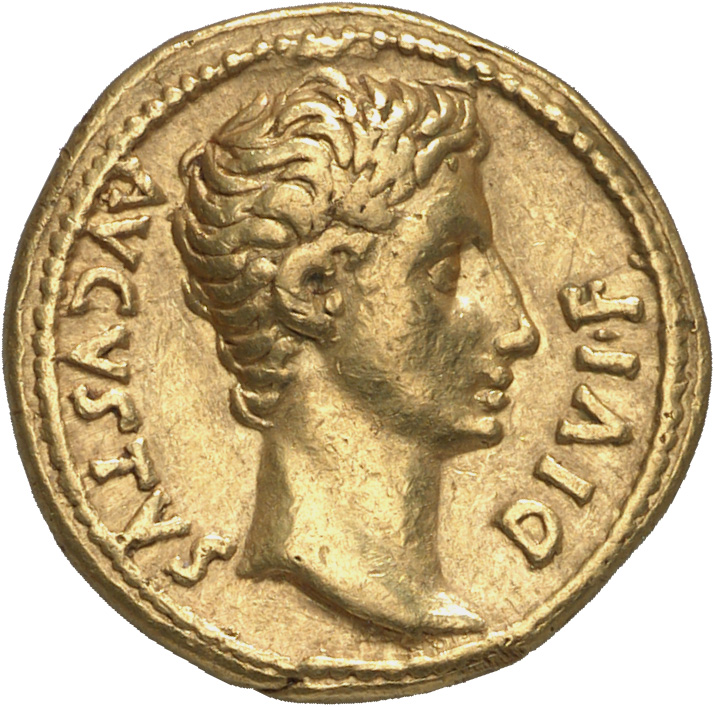 Augustus obverse — Head of Augustus, bare, right