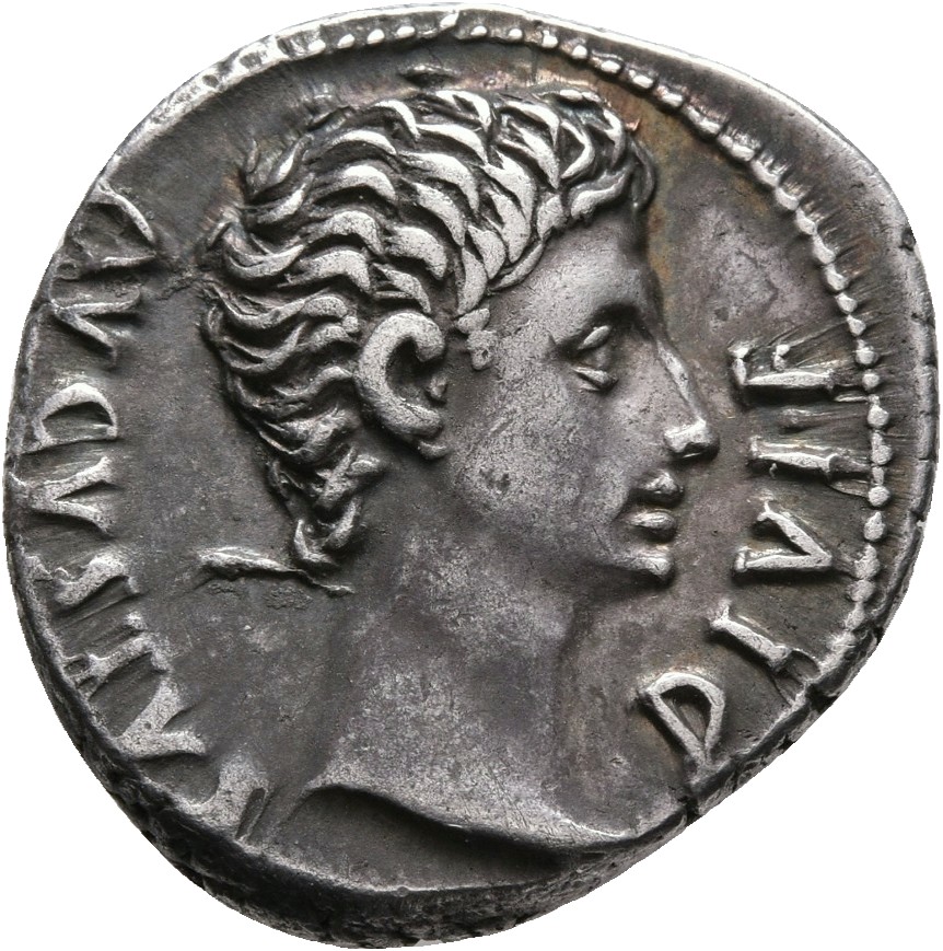 RIC I (second edition) Augustus 165A Augustus obverse, Head of Augustus, bare, right