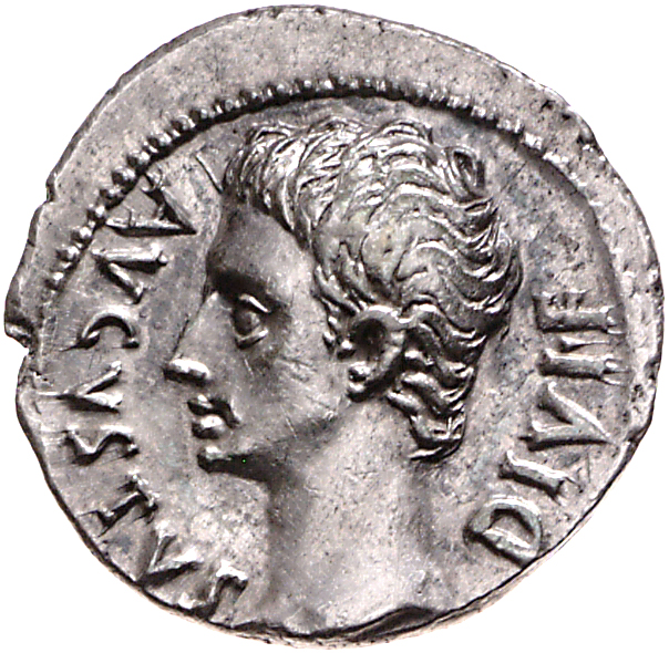 RIC I (second edition) Augustus 165B Augustus obverse, Head of Augustus, bare, left