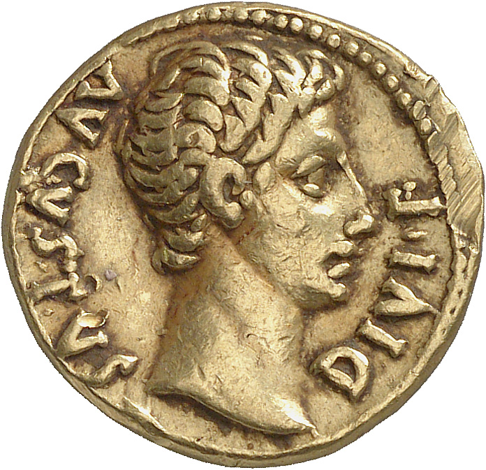 Augustus obverse — Head of Augustus, bare, right