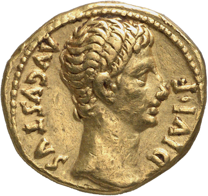 Augustus obverse — Head of Augustus, bare, right