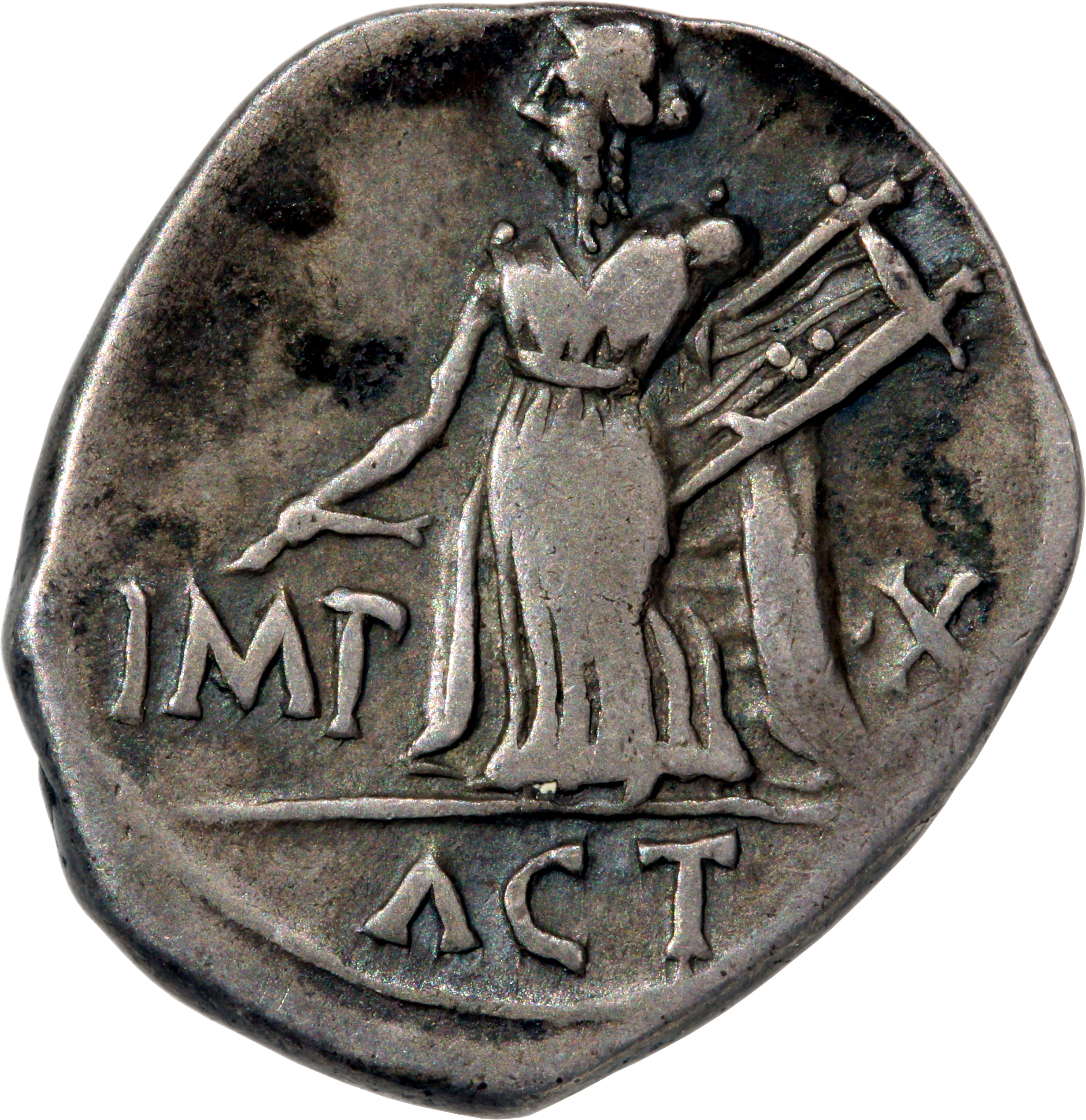 RIC I (second edition) Augustus 171A Augustus reverse — Apollo standing left, holding plectrum in right hand and lyre in l...
