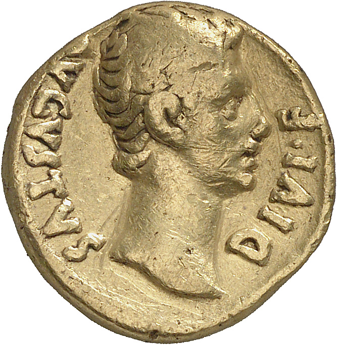 Augustus obverse — Head of Augustus, bare, right