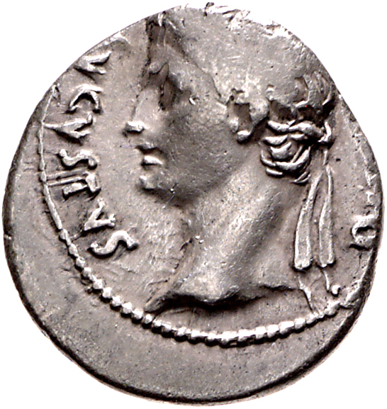 RIC I (second edition) Augustus 193B Augustus obverse, Head of Augustus, laureate, left