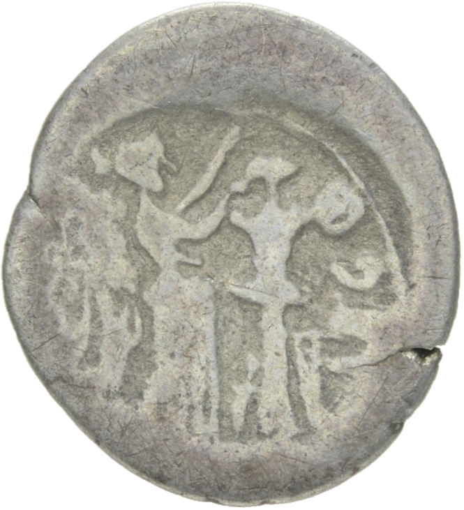 RIC I (second edition) Augustus 1A Augustus reverse, Victory standing right, placing wreath on trophy with dagger and swor...
