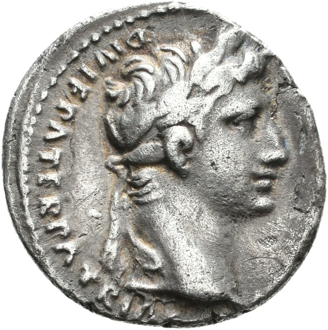 RIC I (second edition) Augustus 208 Augustus obverse, Head of Augustus, laureate, right