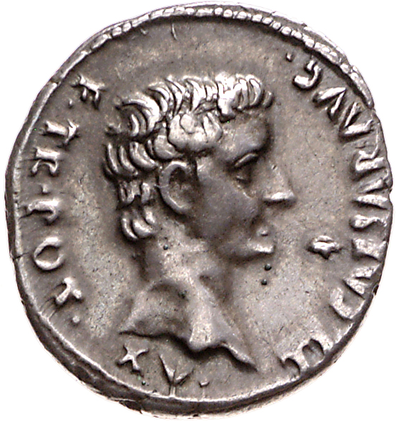 RIC I (second edition) Augustus 226 Augustus reverse, Head of Tiberius, bare, right