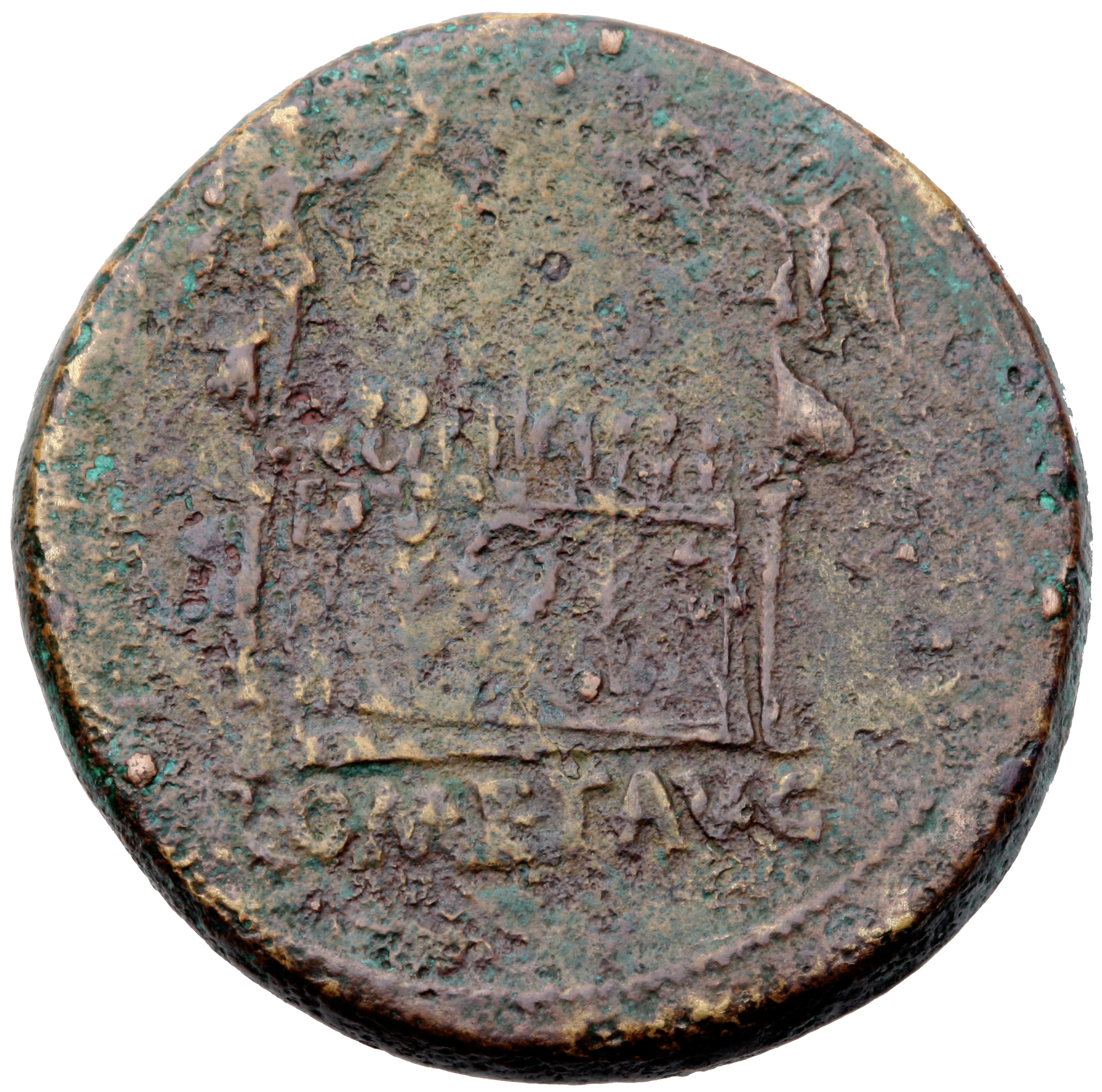 RIC I (second edition) Augustus 231A Augustus reverse — Altar highly decorated with corona civica, laurels, and nude male ...