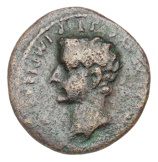 Augustus obverse — Head of Tiberius, bare, left