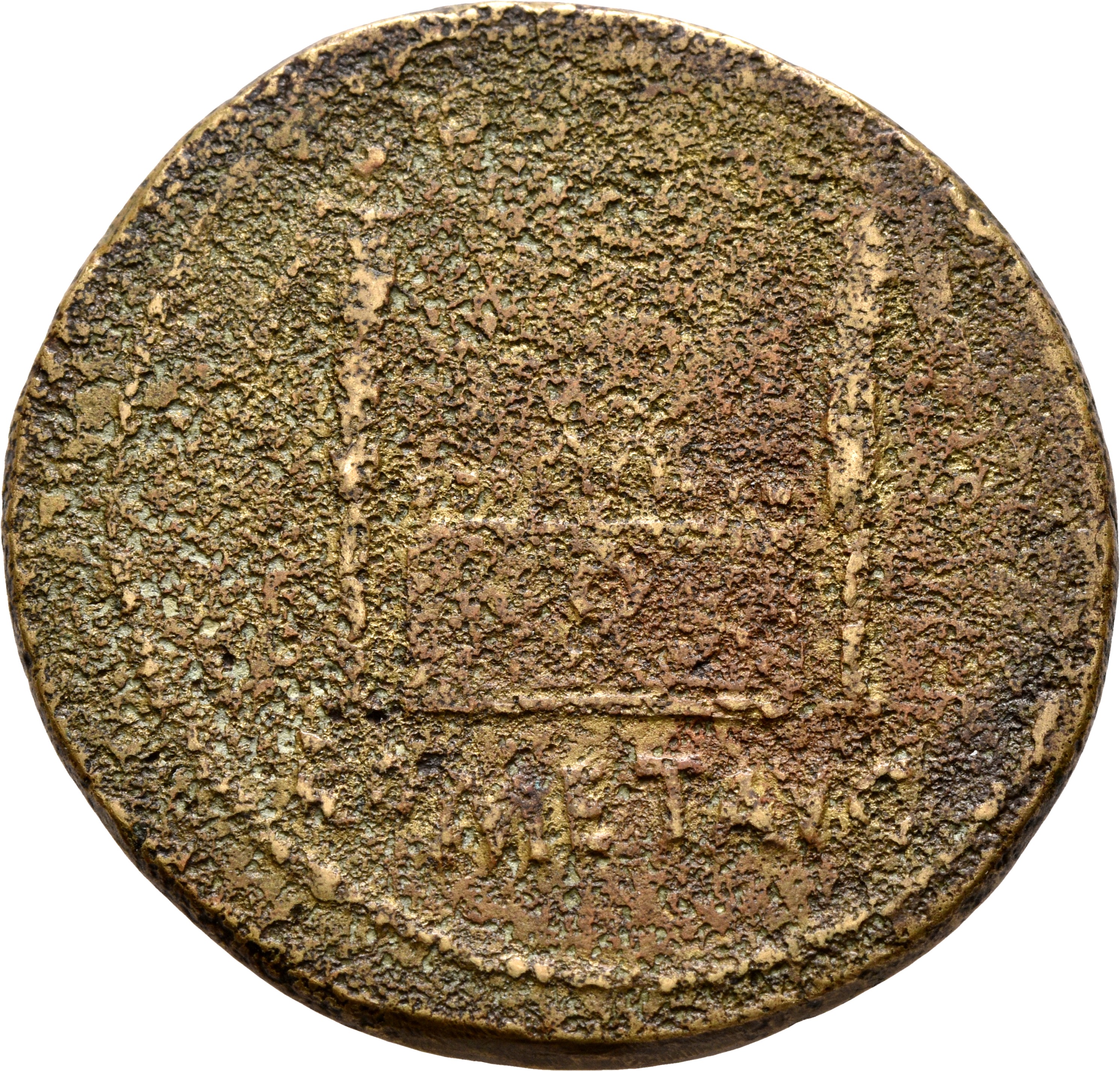 RIC I (second edition) Augustus 240 Augustus reverse — Altar highly decorated with corona civica, laurels, and nude male f...