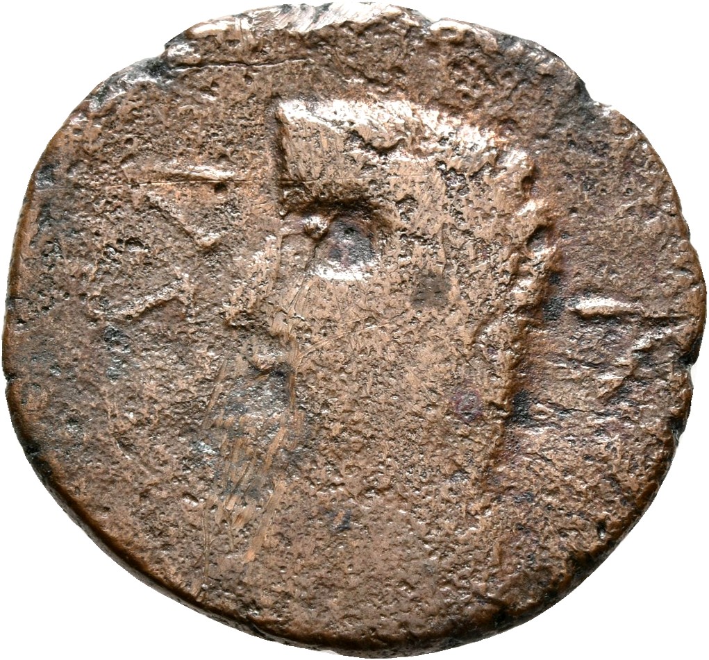 RIC I (second edition) Augustus 243 Augustus obverse, Head of Tiberius, bare, right