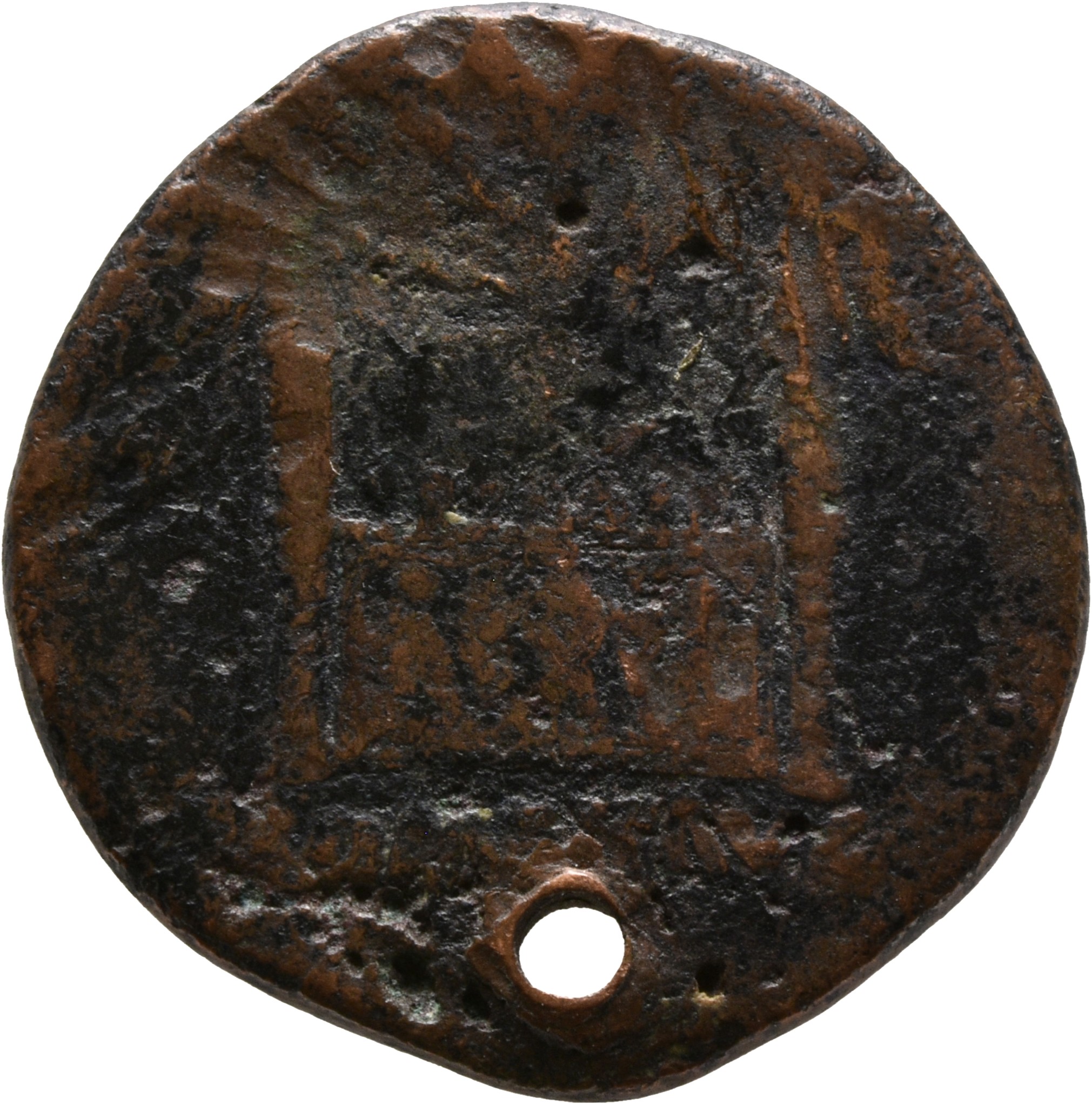 RIC I (second edition) Augustus 244 Augustus reverse, Altar highly decorated with corona civica, laurels, and nude male fi...
