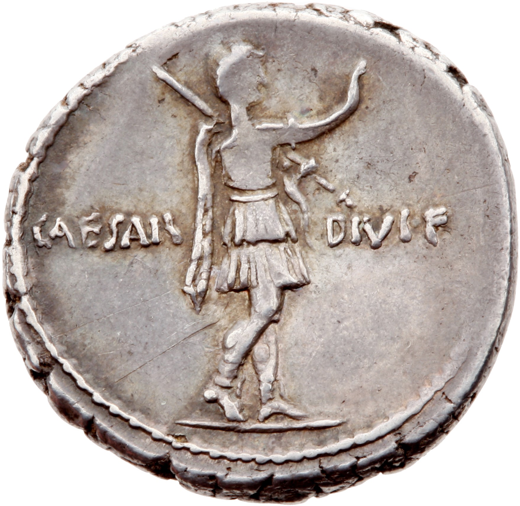 RIC I (second edition) Augustus 253 Augustus reverse, Octavian in military dress, standing right, raising right hand and l...