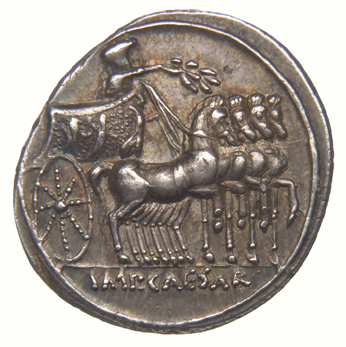 RIC I (second edition) Augustus 264 Augustus reverse, Octavian standing in quadriga right, holding branch in right and rei...