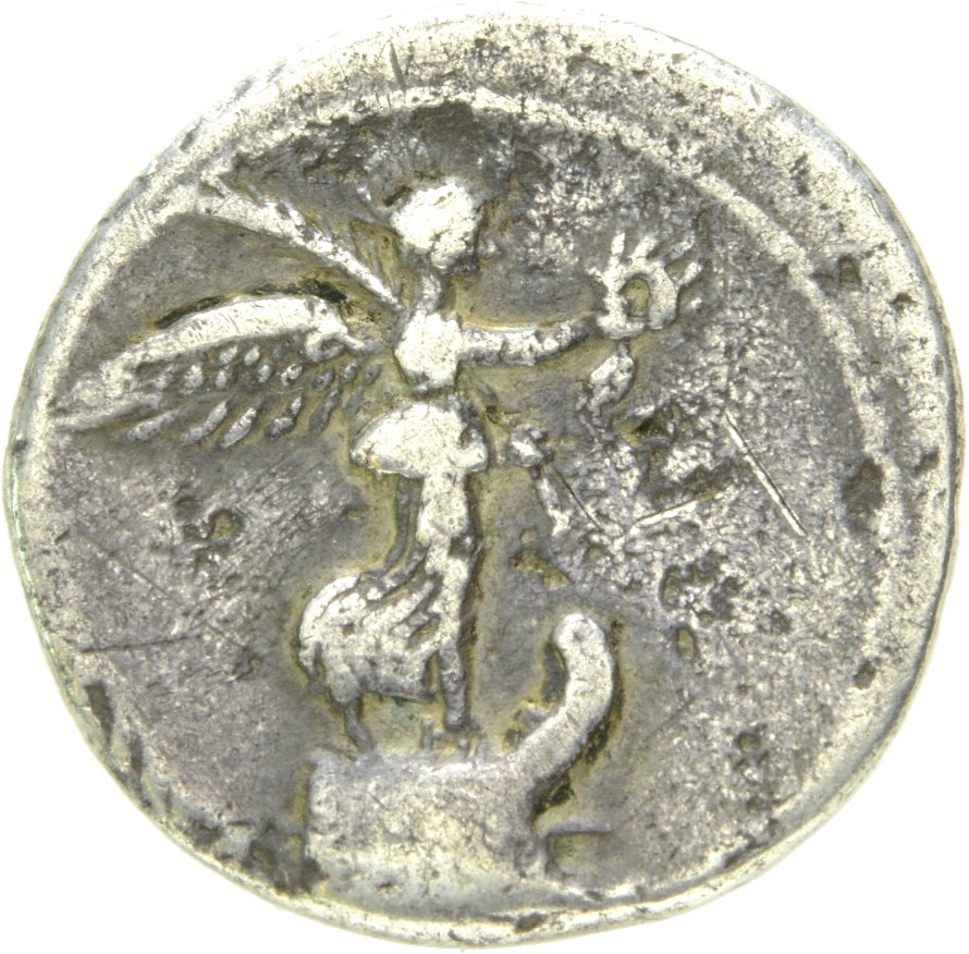 RIC I (second edition) Augustus 264 Augustus obverse, Victory standing right, on prow, holding wreath in right hand and pa...
