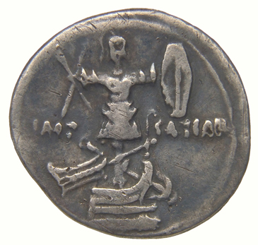 Augustus reverse — Trophy, rudder and anchor on base, all on prow