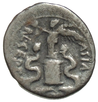 RIC I (second edition) Augustus 276 Augustus reverse, Victory, draped, standing left, holding wreath in right hand and pal...