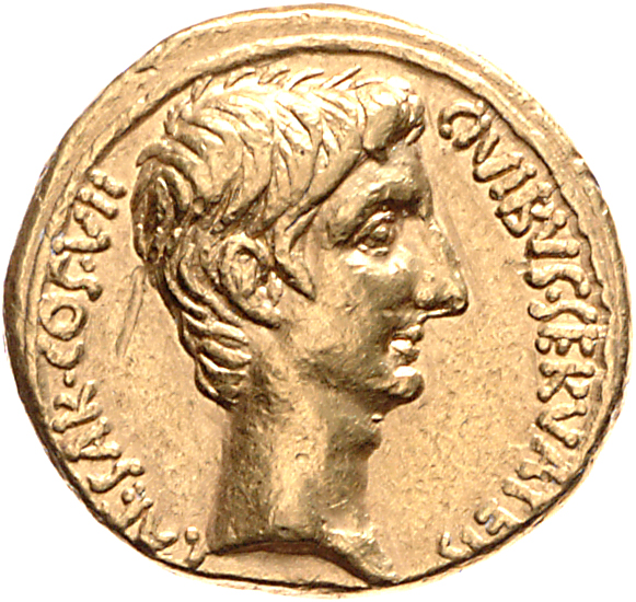 Augustus obverse — Head of Augustus, bare, right