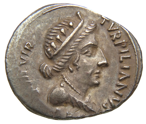 Augustus obverse — Bust of Feronia, diademed, draped, right