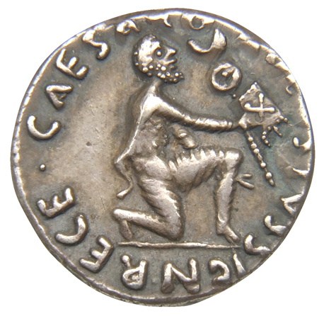 RIC I (second edition) Augustus 287 Augustus reverse, Parthian kneeling right, extending standard with X-marked vexillum w...