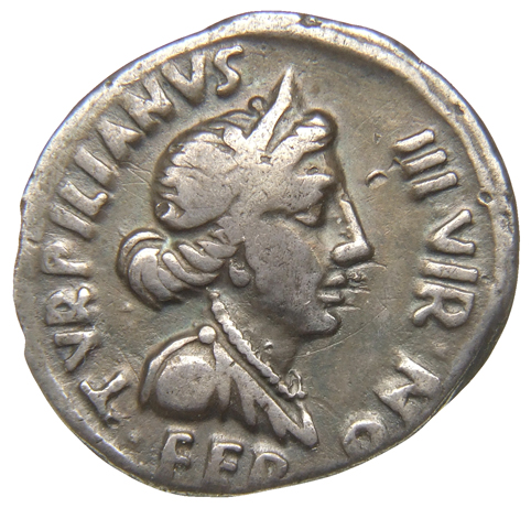 RIC I (second edition) Augustus 291 Augustus obverse, Bust of Feronia, diademed, draped, right
