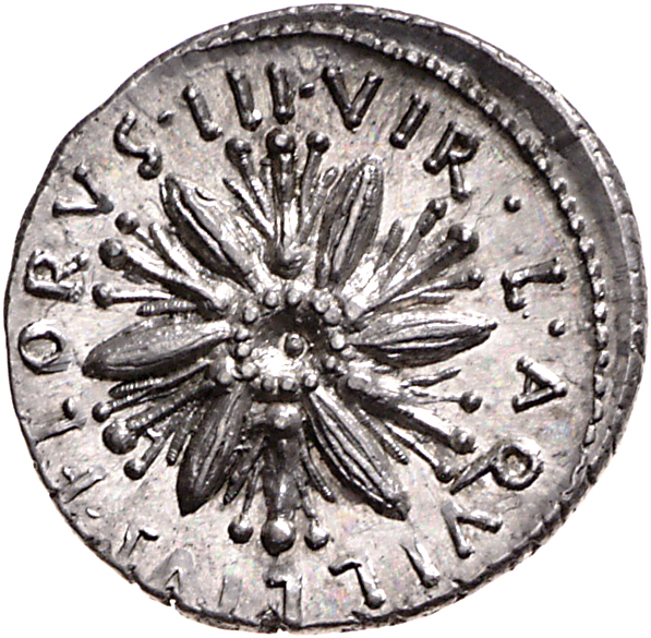 RIC I (second edition) Augustus 309 Augustus reverse, Open flower with six petals
