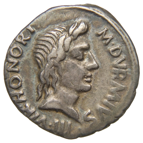 RIC I (second edition) Augustus 311 Augustus obverse, Head of Honos, right, in between two six-rayed stars
