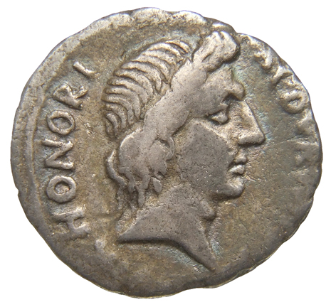 RIC I (second edition) Augustus 311 Augustus obverse — Head of Honos, right, in between two six-rayed stars