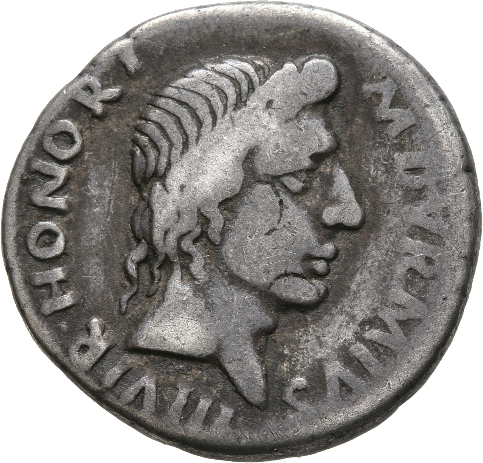 RIC I (second edition) Augustus 315 Augustus obverse — Head of Honos, right, in between two six-rayed stars