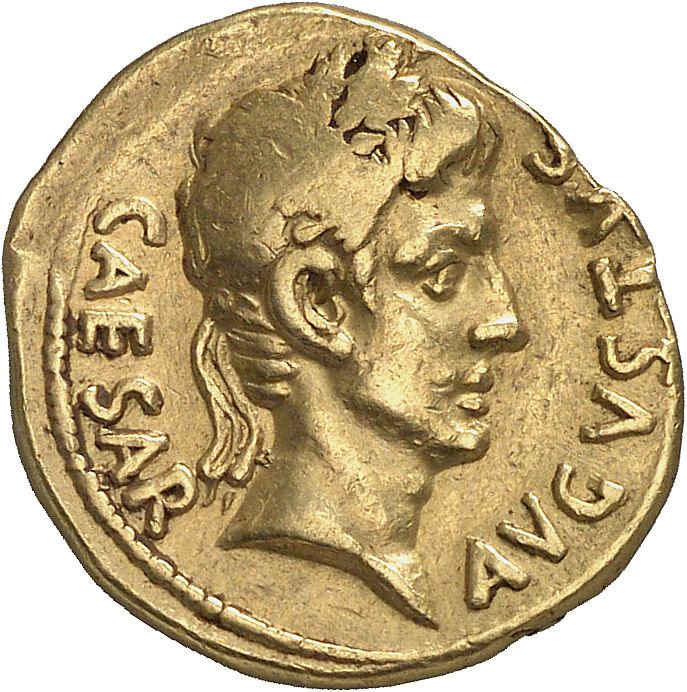 RIC I (second edition) Augustus 316 Augustus obverse, Head of Augustus, oak-wreathed, right