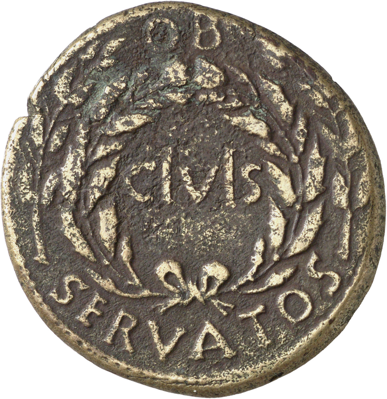 RIC I (second edition) Augustus 323 Augustus obverse, oak-wreath between two laurel branches
