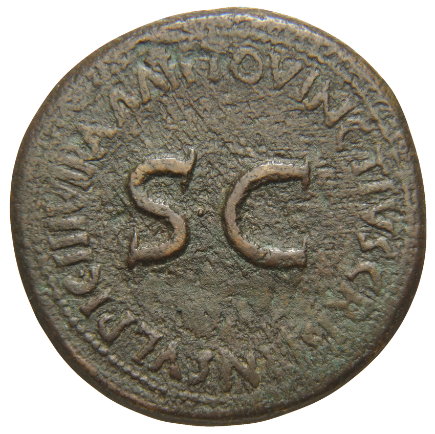 RIC I (second edition) Augustus 329 Augustus reverse, Legend surrounding S C