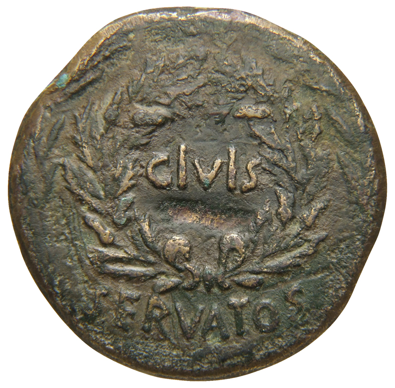 RIC I (second edition) Augustus 329 Augustus obverse, oak-wreath between two laurel branches