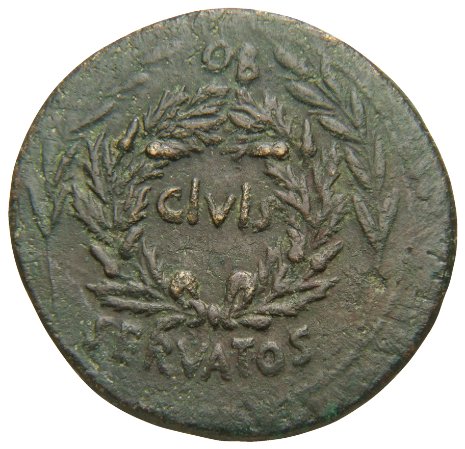RIC I (second edition) Augustus 329 Augustus obverse — oak-wreath between two laurel branches