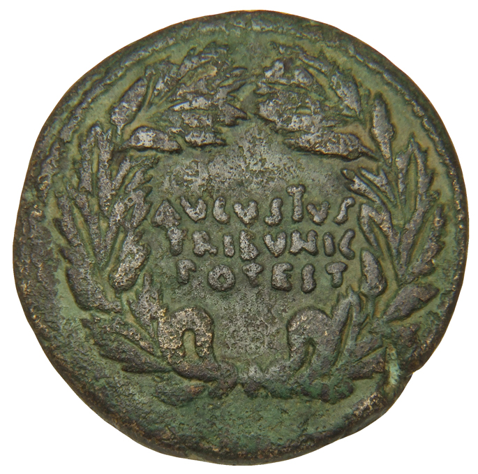 RIC I (second edition) Augustus 332 Augustus obverse, Legend in three lines in oak-wreath