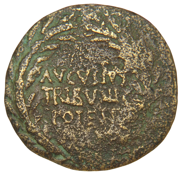 RIC I (second edition) Augustus 333 Augustus obverse, Legend in three lines in oak-wreath