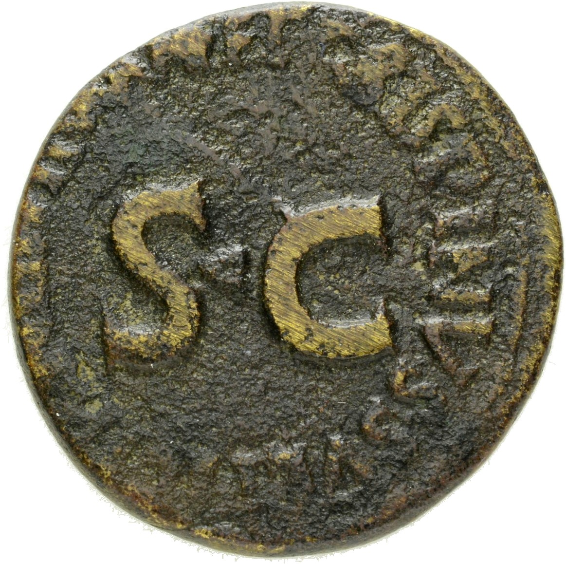 RIC I (second edition) Augustus 334 Augustus reverse, Legend surrounding S C