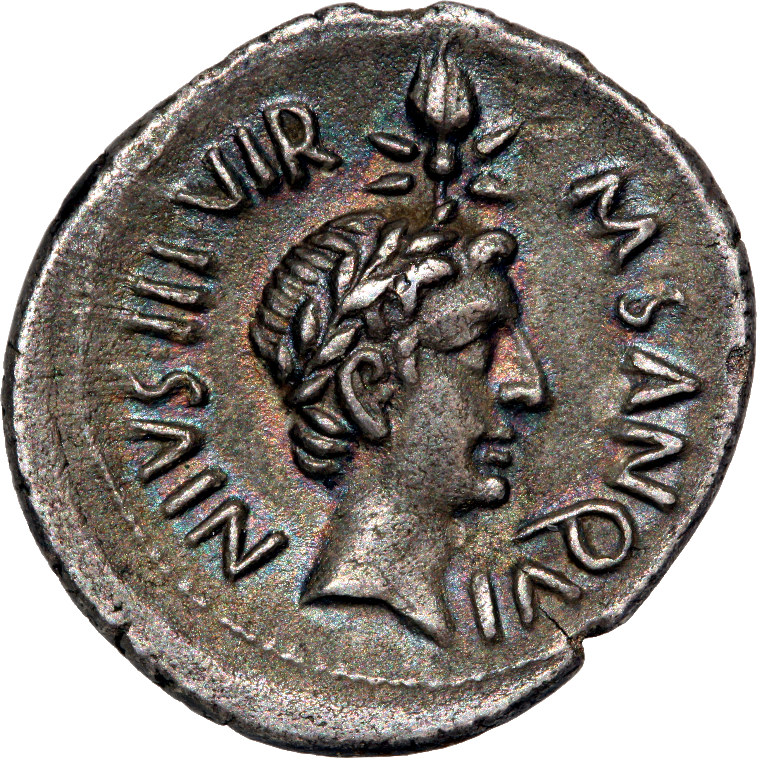 RIC I (second edition) Augustus 338 Augustus reverse — Four-rayed comet with tail above youthful head, laureate, right (De...