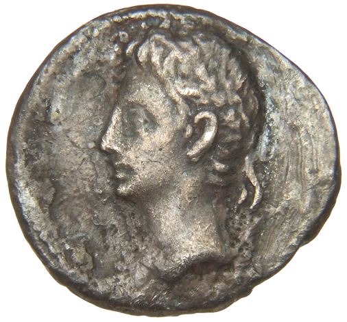 Augustus obverse — Head of Augustus, oak-wreathed, left