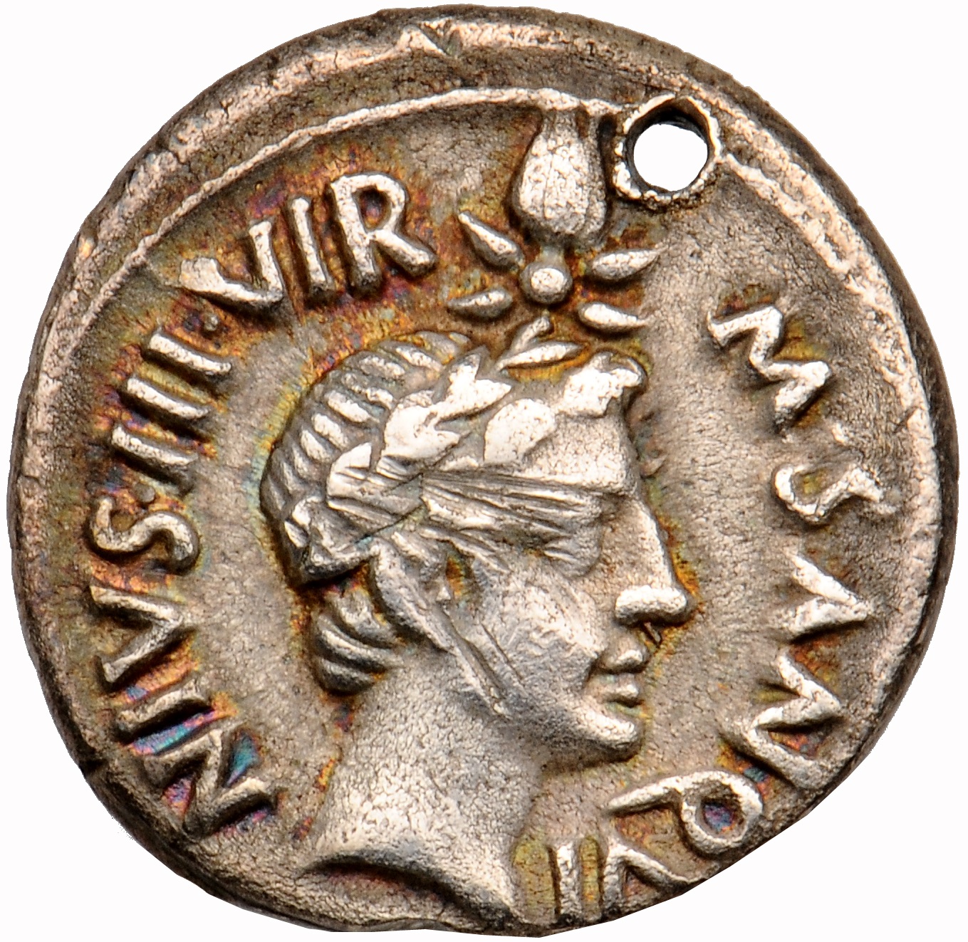 RIC I (second edition) Augustus 340 Augustus reverse — Four-rayed comet with tail above youthful head, laureate, right (De...