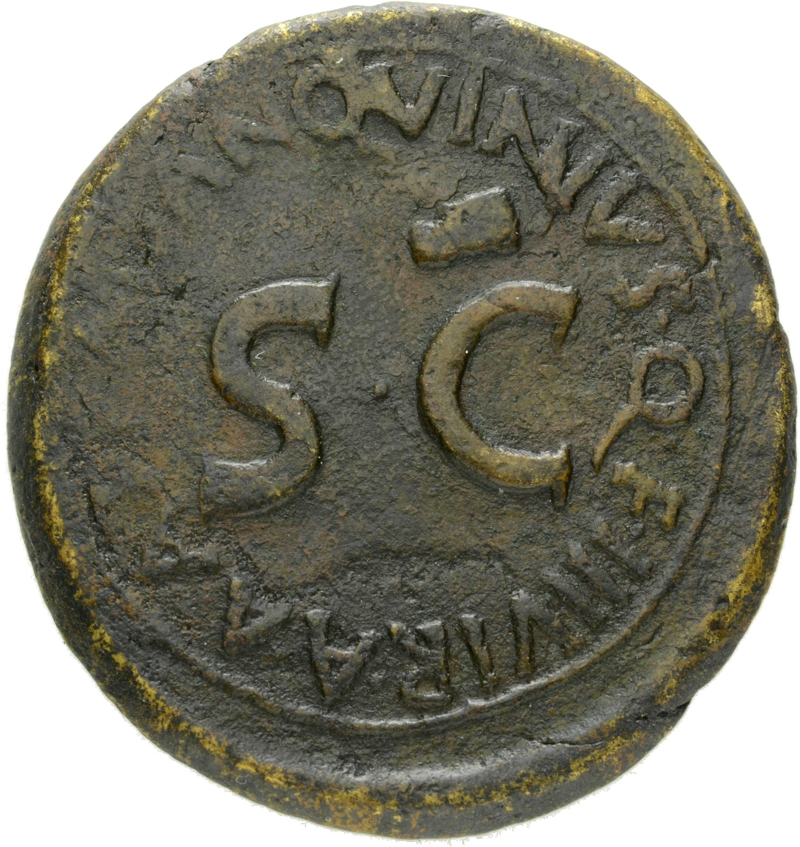 RIC I (second edition) Augustus 341 Augustus reverse, Legend surrounding S C