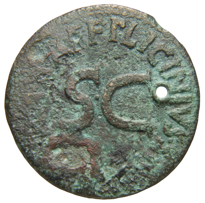 RIC I (second edition) Augustus 345 Augustus reverse, Legend surrounding S C