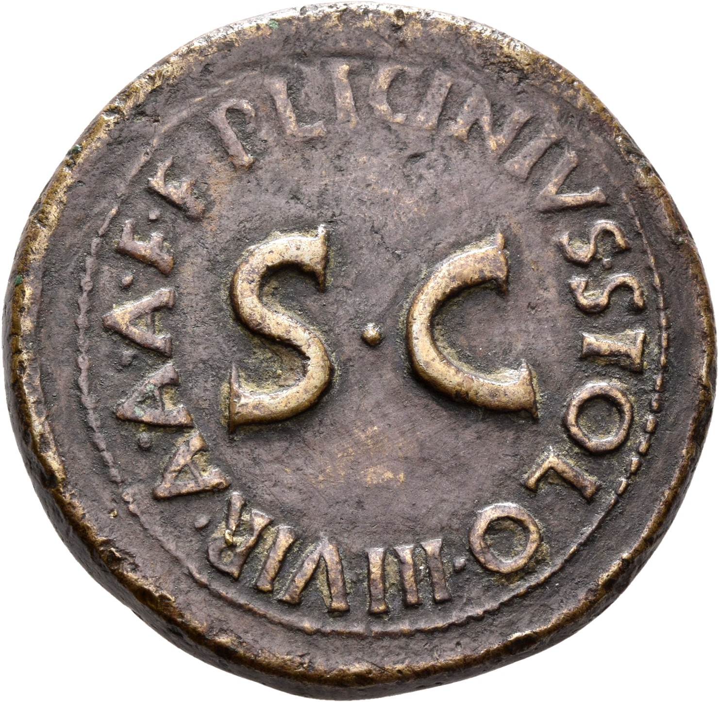 RIC I (second edition) Augustus 345 Augustus reverse — Legend surrounding S C