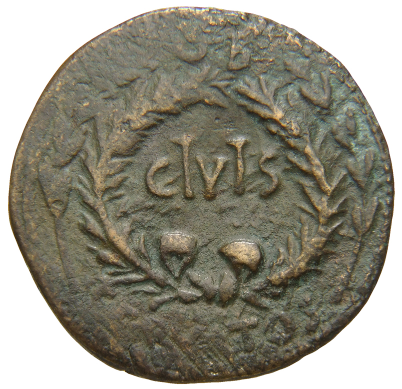 RIC I (second edition) Augustus 348 Augustus obverse, oak-wreath between two laurel branches